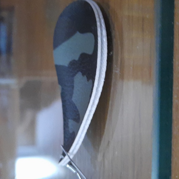 Trendy Black and Gray Teardrop Camo Earrings - Picture 3 of 3